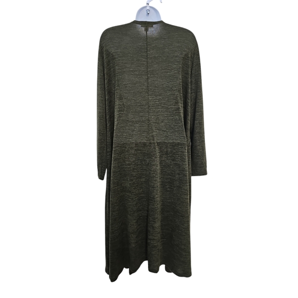 LulaRoe Knit Long Cardigan Sweater Medium Dark Green Open Front Long Sleeve - Picture 3 of 4